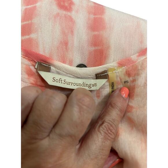 Soft Surroundings tie dye maxidress, coral,  coastal, bohemian, resort, beachy - Picture 6 of 7